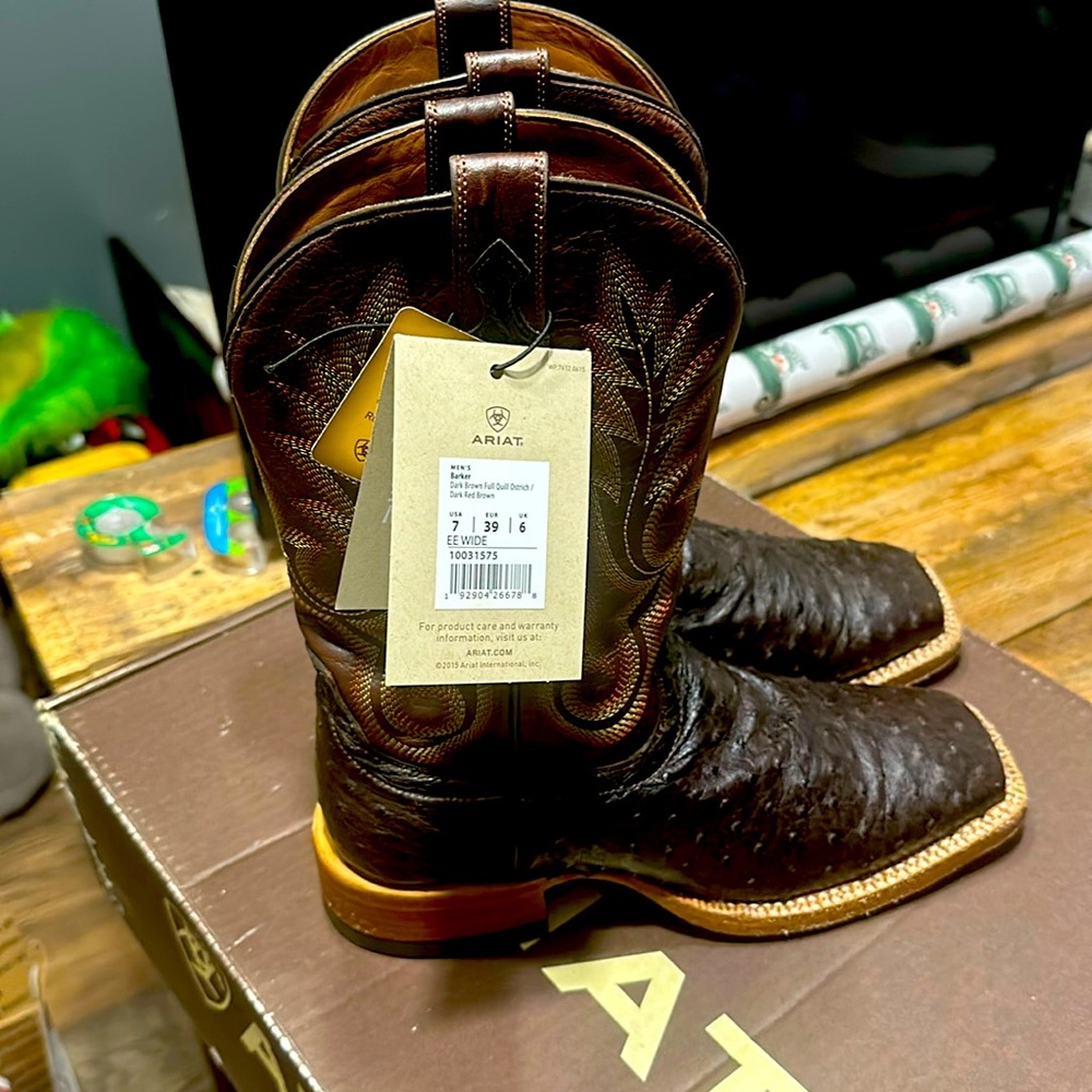 Ariat Men’s boot Full Quill Ostrich Brown Western Style